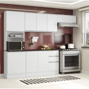 Cozinha Completa Poliman Móveis Paris - com Balcão Nicho para Forno ou Micro-ondas